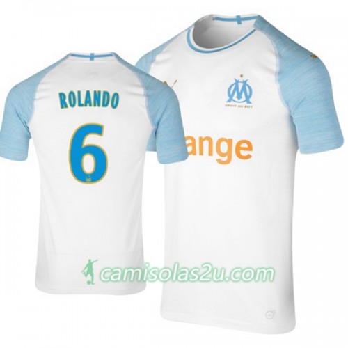 Camisolas de Futebol Olympique de Marseille Rolando 6 Equipamento Principal 2018/19 Manga Curta Camisolas de Futebol Olympique de Marseille Rolando 6 Equipamento Principal 2018/19 Manga Curta